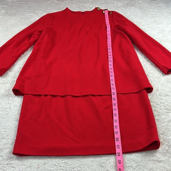 Vintage Halmode Petites long sleeved red midi dress, size 12p - Picture 3 of 8